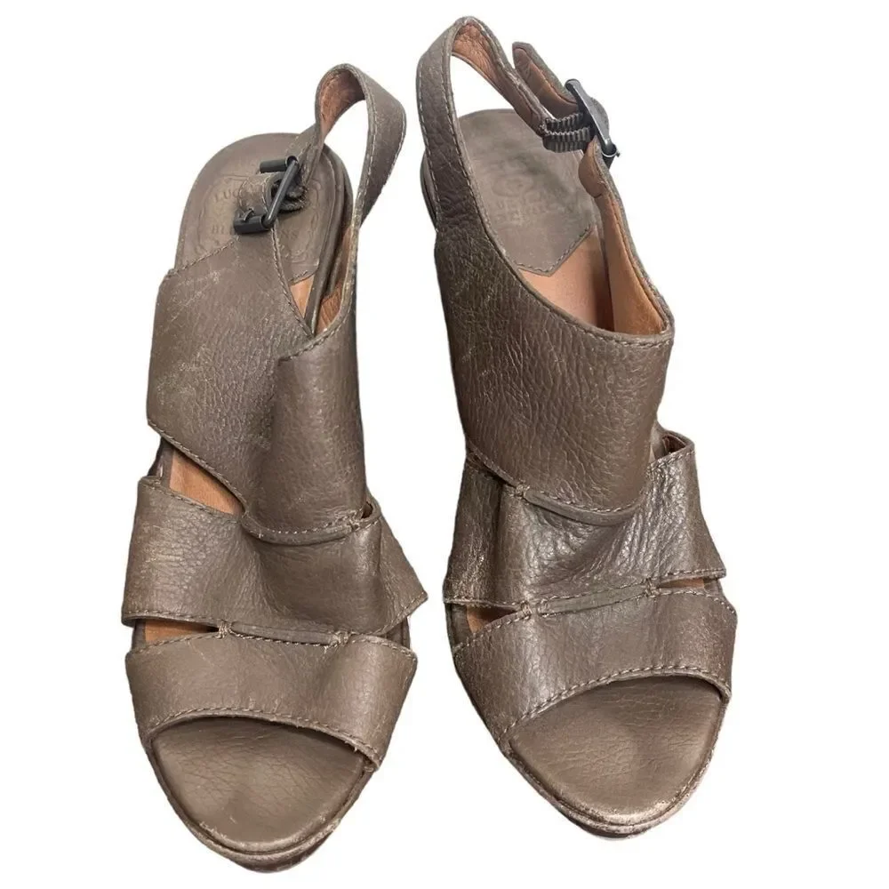 Lucky Brand Peggy Leather Platform Slingback High Heel Shoes Size 8.5‎  90's Y2K